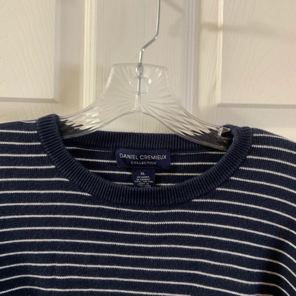 Daniel Cremieux Navy Striped Pullover Sweater XL - Picture 3 of 7